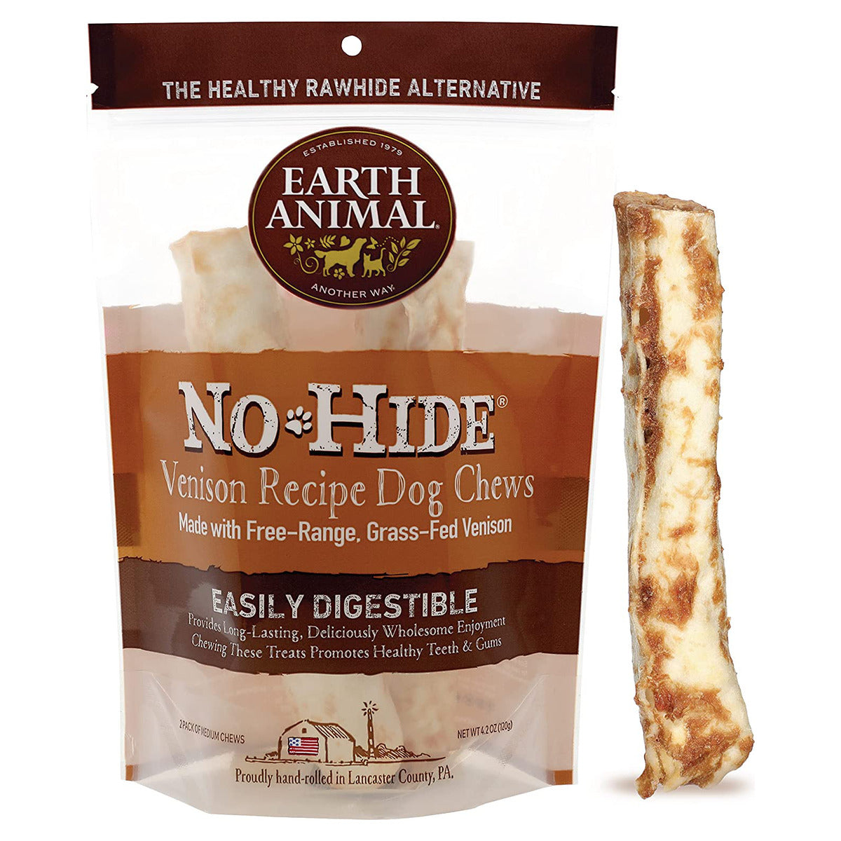 EARTH ANIMAL No-Hide Kausnack Hirsch M 120 g - 2er Pack