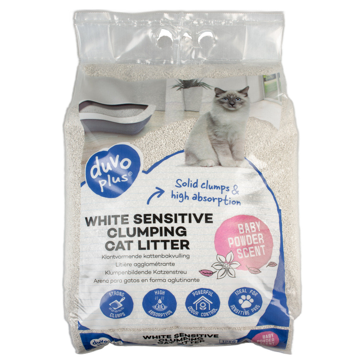 DUVO+ Katzenstreu White Sensitive Baby Powder 12 kg